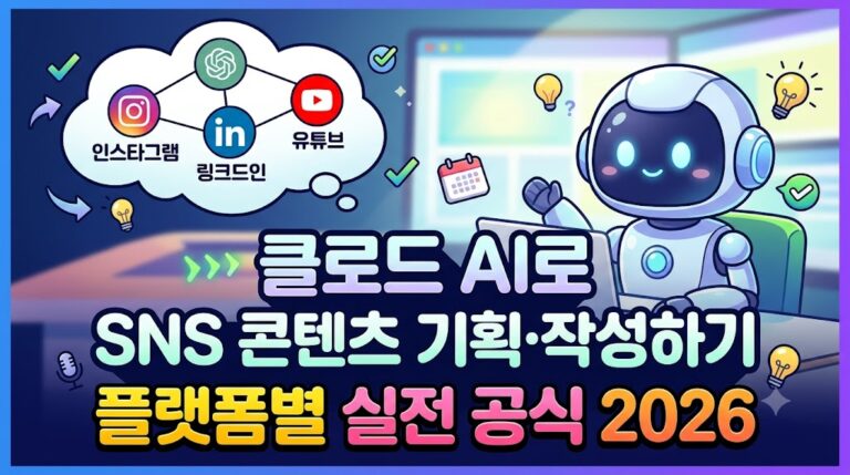 클로드 AI로 SNS 콘텐츠 기획·작성하기 | 인스타·링크드인·유튜브 플랫폼별 실전 공식 2026