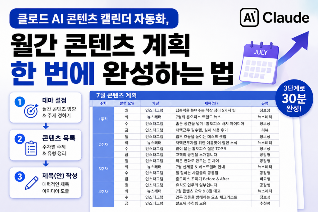 클로드 AI 콘텐츠 캘린더 자동화 - 월간 콘텐츠 계획 썸네일
