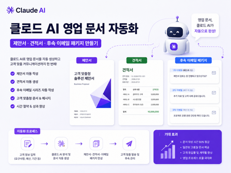 클로드 AI 영업 문서 자동화 , 제안서·견적서·후속 이메일 패키지 만들기