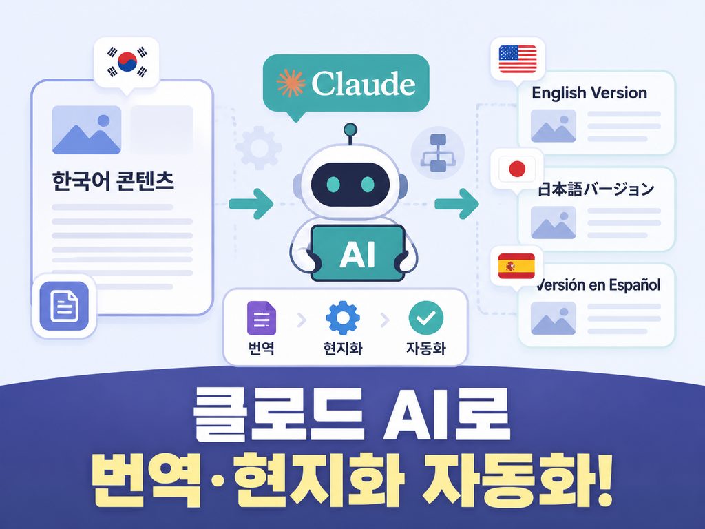 클로드 AI 번역 현지화 자동화 개념을 보여주는 이미지