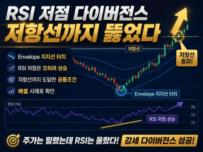 RSI 저점 다이버전스로 찾은 저항선 도달 종목의 공통 조건