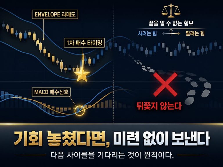 Envelope 과매도와 MACD 매수신호가 만나는 1차 매수 타이밍 차트