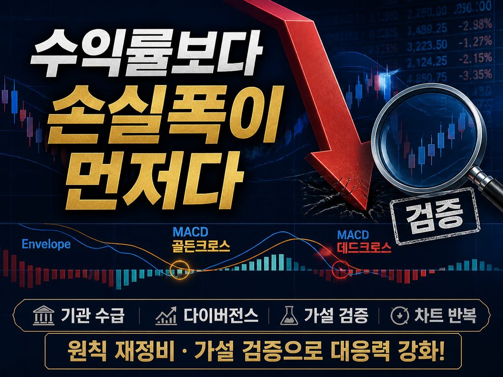 MACD 골든크로스와 MACD 데드크로스 매매 원칙 차트, Envelope와 기관 수급 다이버전스 분석