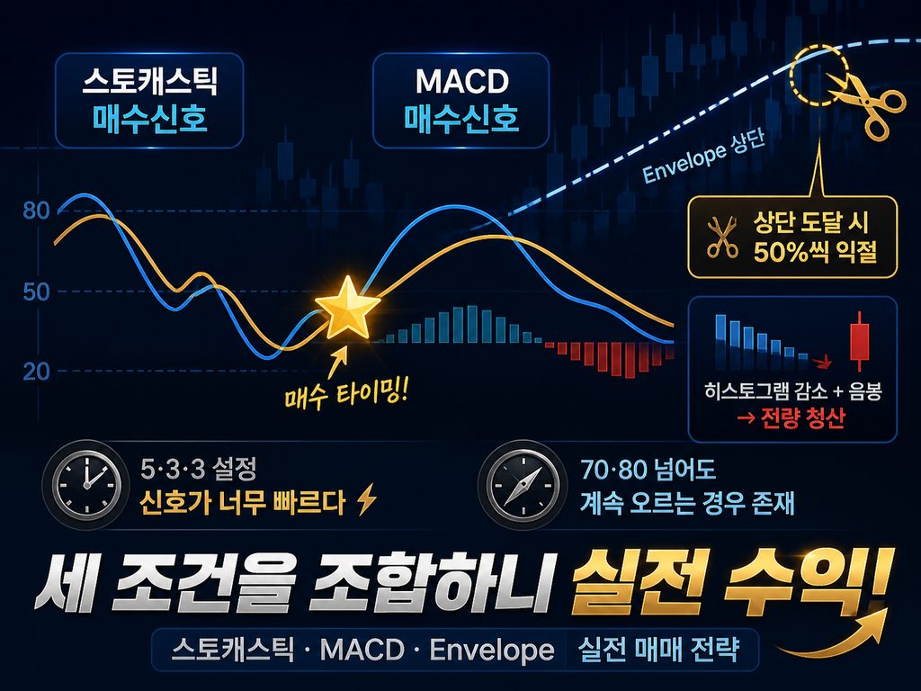 Stochastic 세 조건 조합 매매 전략 스토캐스틱 차트 분석