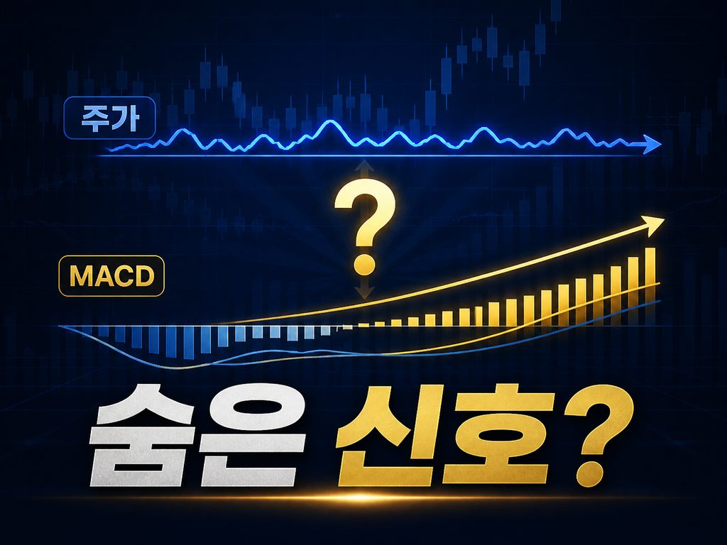 주가는 횡보하는데 MACD만 상승하는 상황을 보여주는 차트 이미지