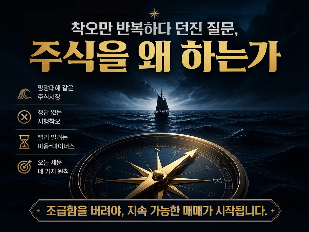 주식을 왜 하는가와 손절가에서 사면 되지 않을까라는 질문을 담은 대표 이미지
